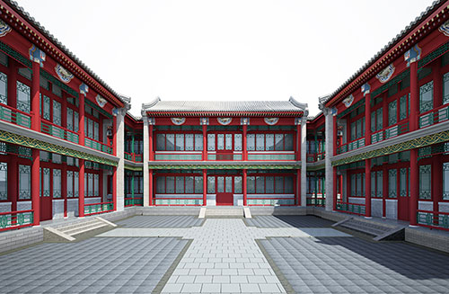 广元北京四合院设计古建筑鸟瞰图展示